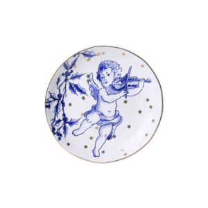 Heinen Delfts Blauw Bordje Kerstengel - Porselein - 12 cm