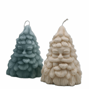 Kaars Kerstboom met gezicht Kerstman