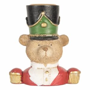 Kaarshouder Beer 9x6x10 cm Bruin Kunststof