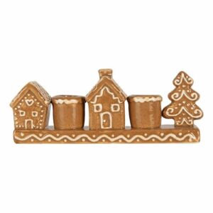 Peperkoekhuisjes kandelaar Bruin Keramiek (21x4x8 cm)