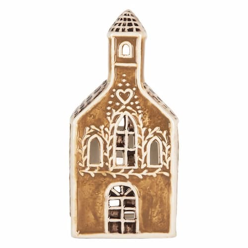 Peperkoekhuisje waxinelichthouder keramiek (8x7x17 cm) #2