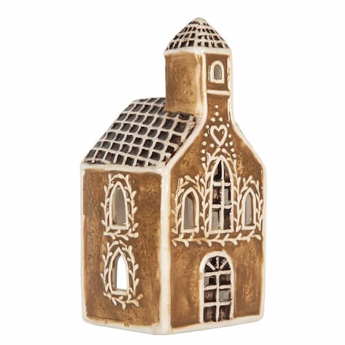 Peperkoekhuisje waxinelichthouder keramiek (8x7x17 cm) #2 - Afbeelding 2