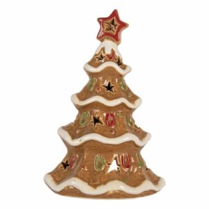 Waxinelichthouder Kerstboom (11x8x17 cm) Bruin Keramiek