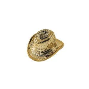 Kandelaar- Cowboyhoed Kaarshouder- Keramiek- Goud- 13,5x11x7 cm