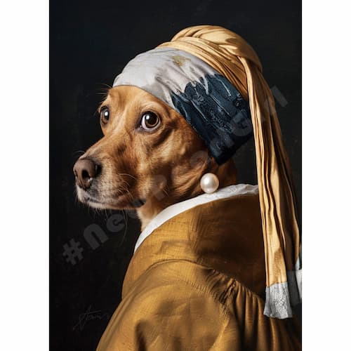 New Pearl Girl - 020 - postkaart - Mimi -Hond met parel