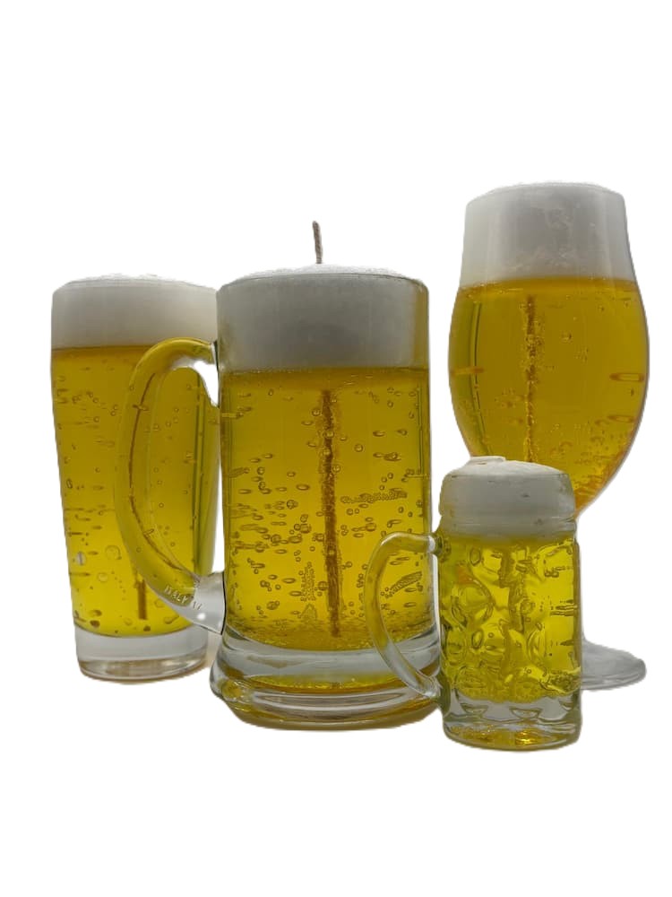 Vier biertjes kaars verschillende vormen