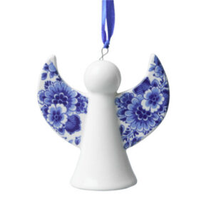 Kerstornament Engel - Delfts blauw - Keramiek - 8 cm