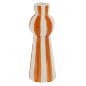Kandelaar keramiek stripes oranje