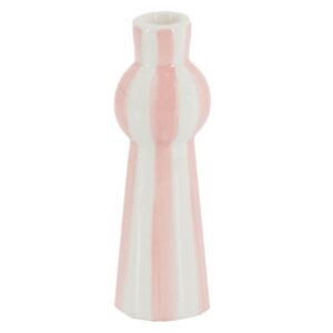 Kandelaar keramiek stripes roze