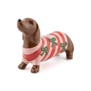 Aardewerk kaarsenstandaard Dachshund as7018
