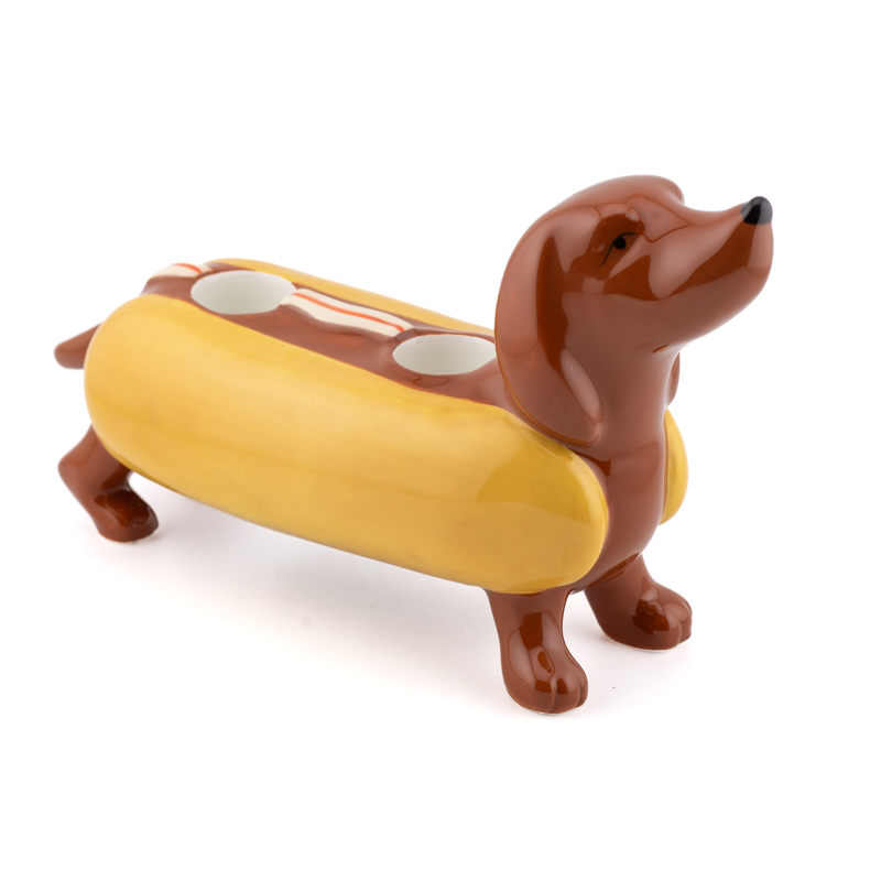 Aardewerk kaarsenstandaard Hotdog as7019