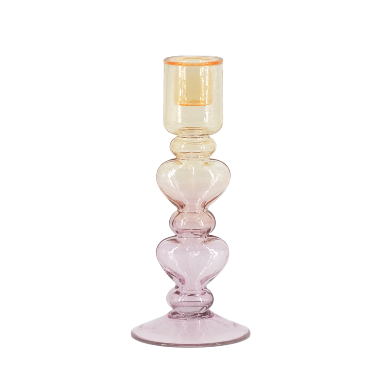 Glazen kaarsenstandaard hartjes two-toned gl2122