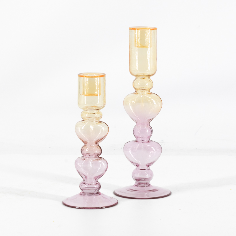 Glazen kaarsenstandaard hartjes two-toned gl2122