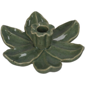 KAL-8167 Kandelaar Bloem Keramiek Groen 17x17x4.5cm