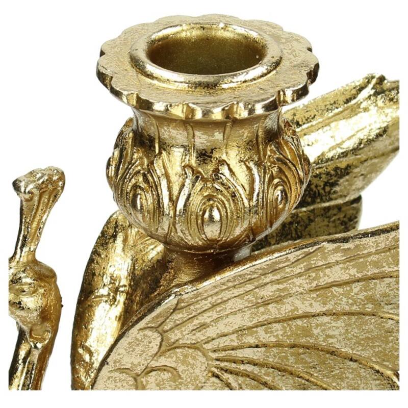 XET-6518 Kaarsenhouder Pauw Polyresin Goud 30x7x12cm