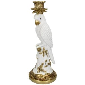 Kandelaar Vogel Wit 36x14x14cm
