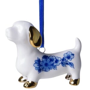 K40063 Heinen Delfts Blauw Kerstornament Teckel