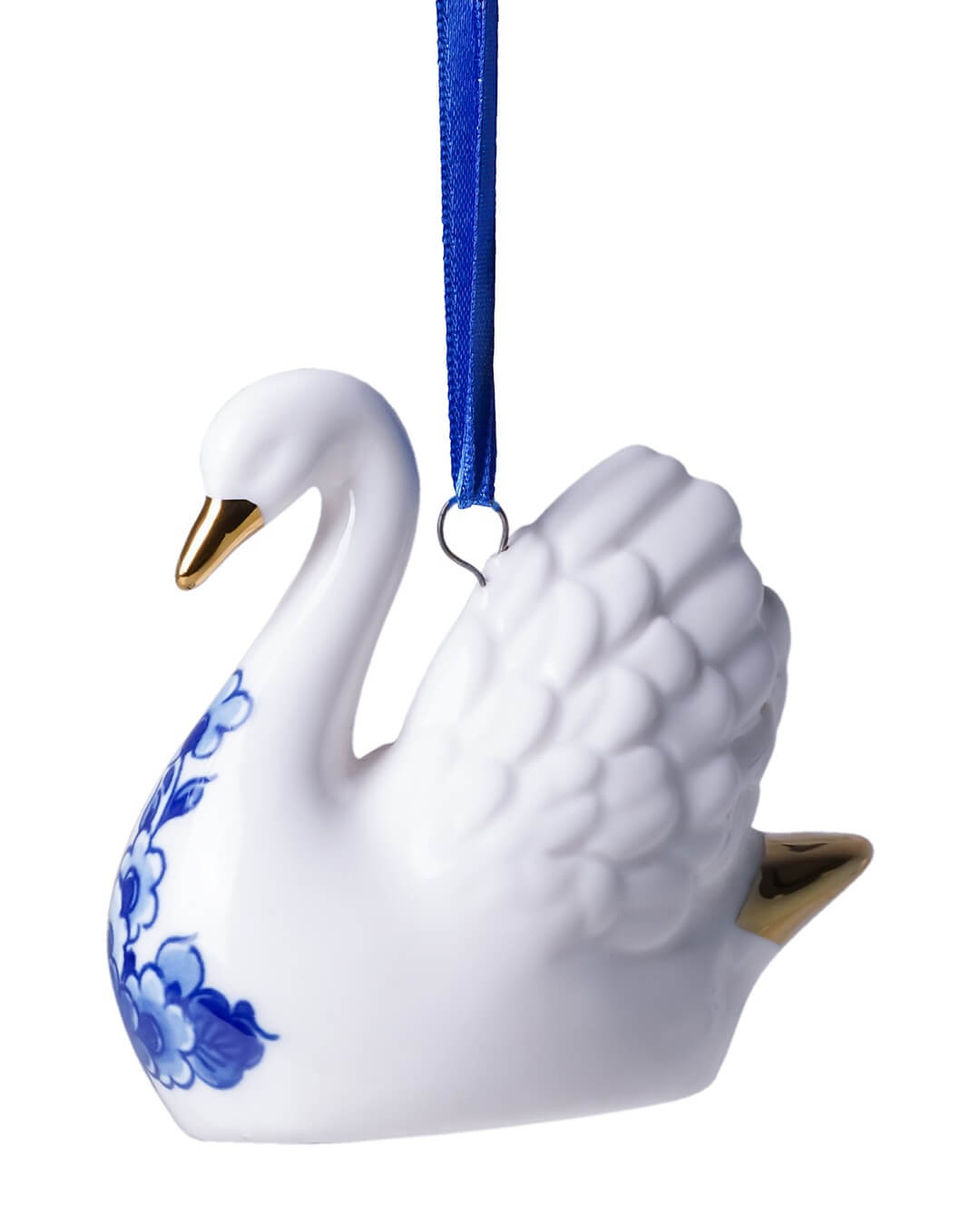 K40069 Heinen Delfts Blauw Kerstornament Zwaan