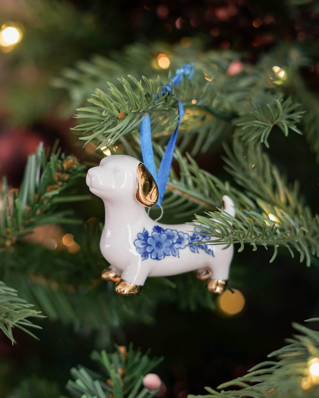 K40063 Heinen Delfts Blauw Kerstornament Teckel