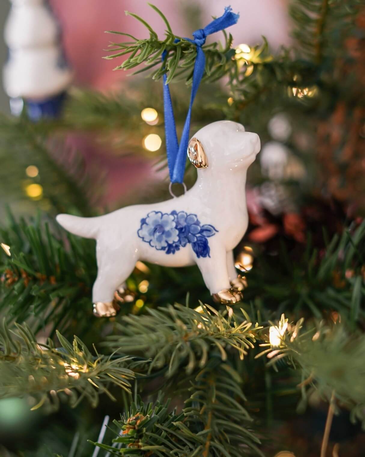 k40064 Heinen Delfts Blauw Kerstornament Labrador