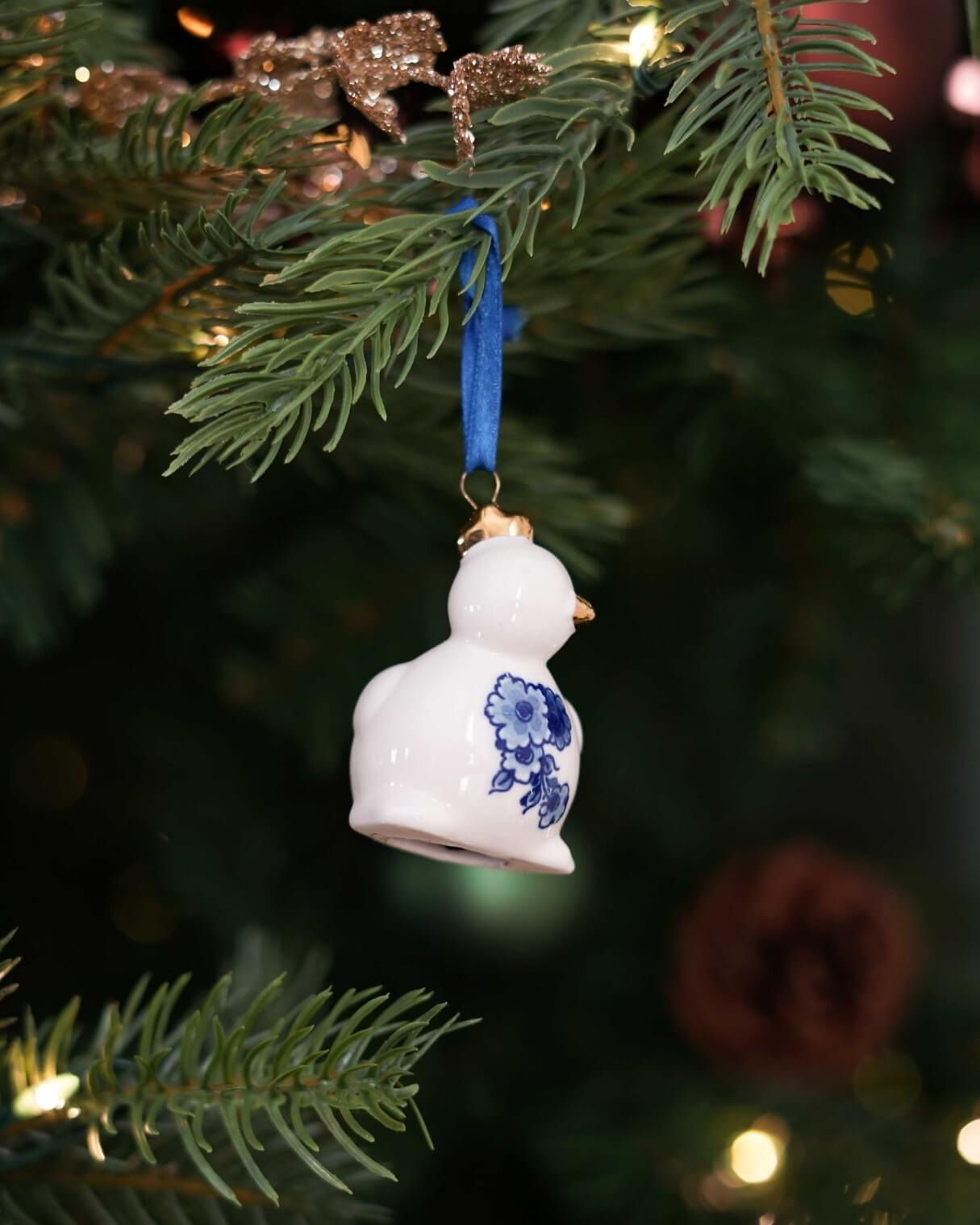 K40067 Heinen Delfts Blauw Kerstornament Kuiken