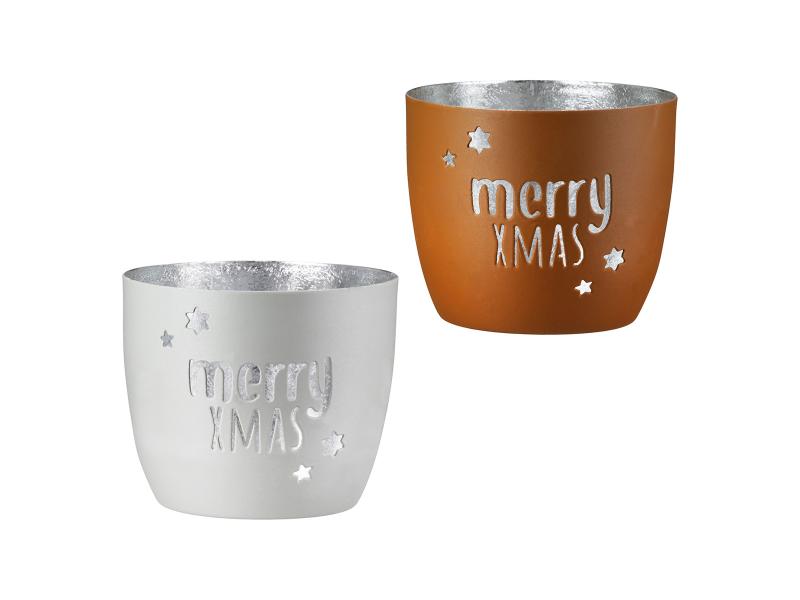 52136 Metalen windlicht Merry XMAS Bruin