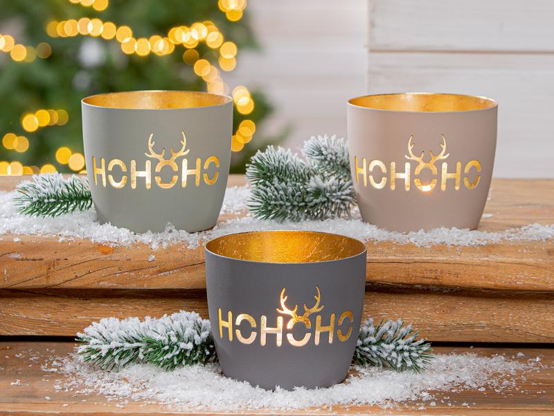 53347 Metalen Windlicht HoHoHo Kerstmis