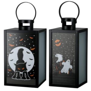 63403 Halloween Lantaarn Kat Zwart Metaal