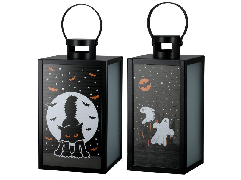 63403 Halloween Lantaarn Kat Zwart Metaal
