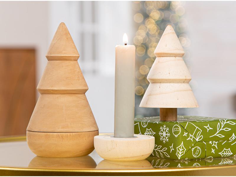63468 Decoratie & Kandelaar Kerstboom Hout Lichtbruin en donkerbruin