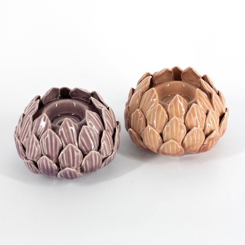 as3251 Waxinelichthouder Keramiek Floral Sandstone
