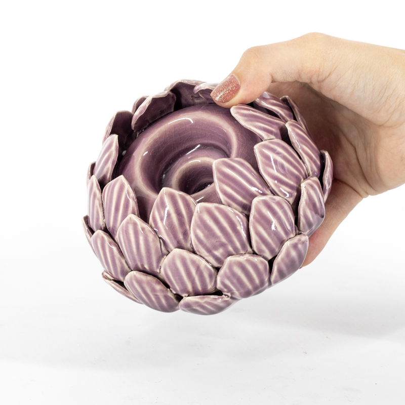 as3252 Waxinelichthouder Keramiek Floral Lila
