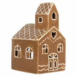 Çlayre en Eed waxinelichthouder huis 10x10x16 cm bruin peperkoek keramiek 02 verkleind